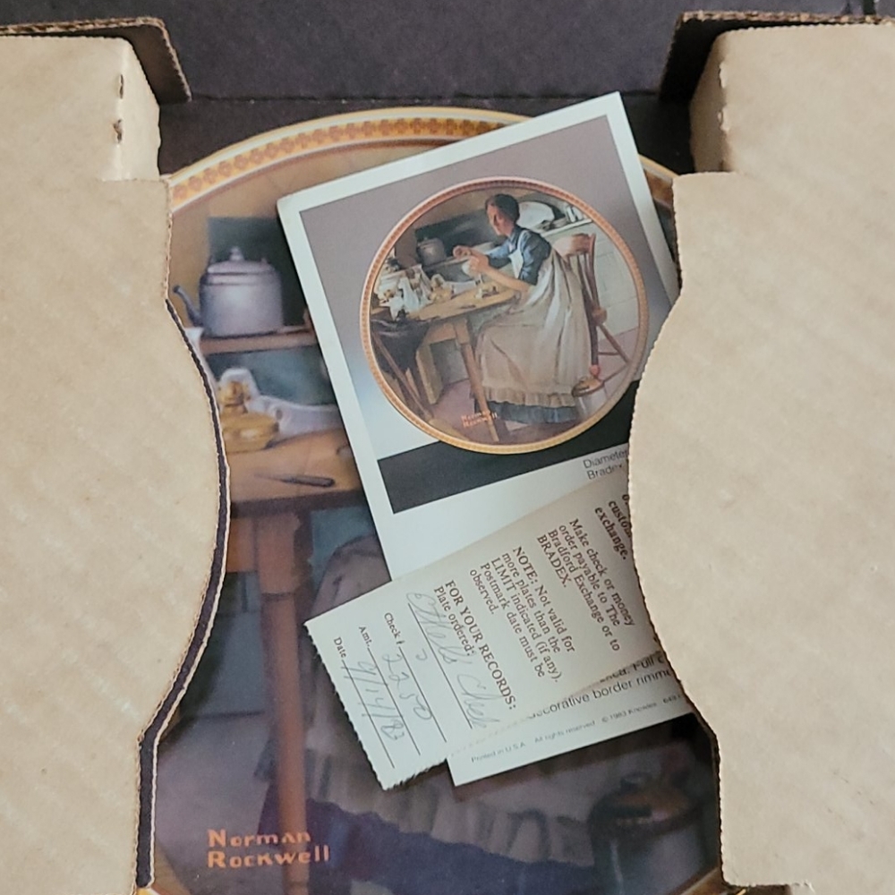 Norman Rockwell plate working in the kitchen